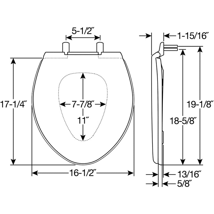 1000CPT Bemis Round/Elongated Paramont™ Commercial Plastic Toilet Seat in White with Chrome Hinge and Stay·Tite® Commercial Fastening System™