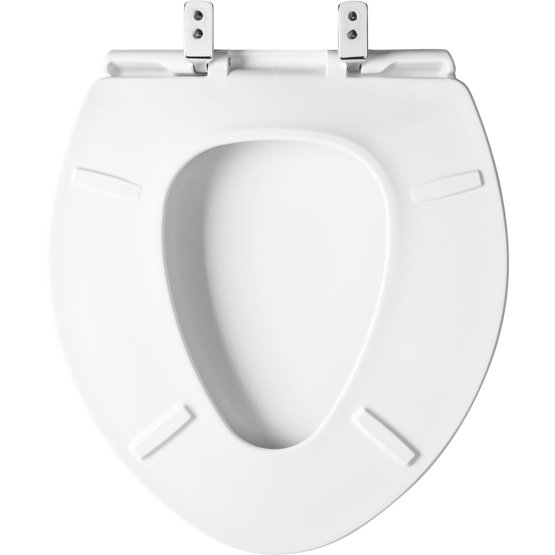 1000CPT Bemis Round/Elongated Paramont™ Commercial Plastic Toilet Seat in White with Chrome Hinge and Stay·Tite® Commercial Fastening System™