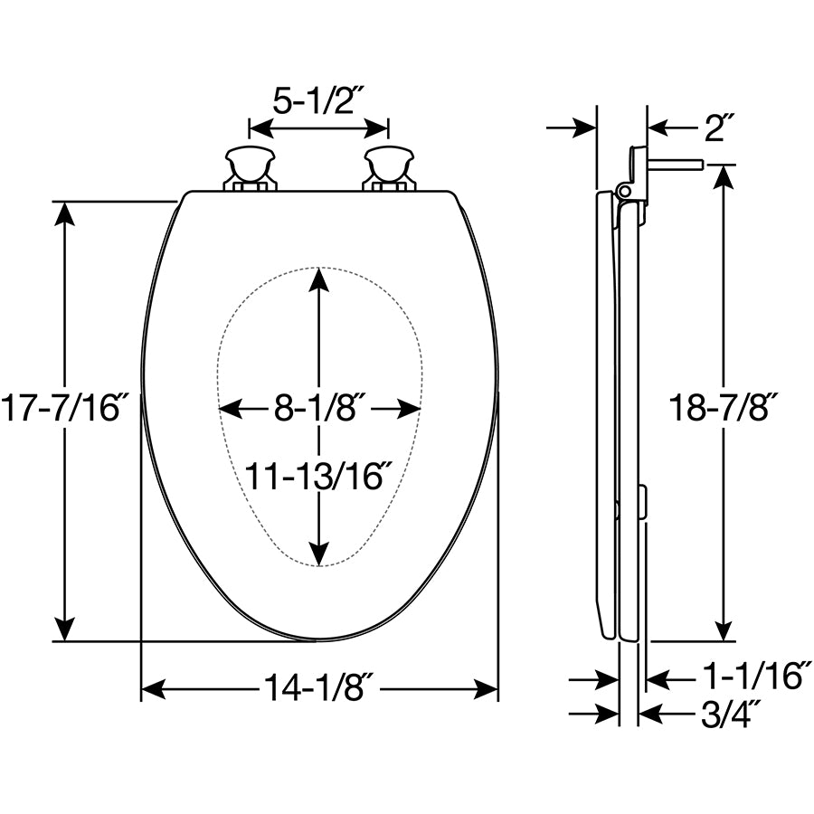 1500/500EC Bemis Enameled Wood Closed Front with Cover Featuring Easy·Clean® Hinges