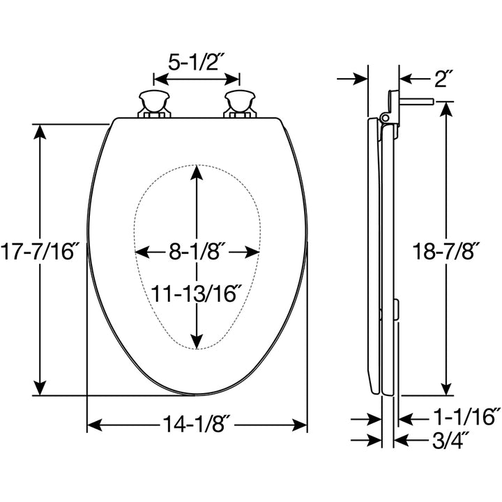 1500/500EC Bemis Enameled Wood Closed Front with Cover Featuring Easy·Clean® Hinges