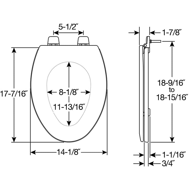 1500/500TTT Bemis Enameled Wood Toilet Seat Never Loosens Adjustable Featuring Top·Tite® Stay·Tite® Seat Fastening System™