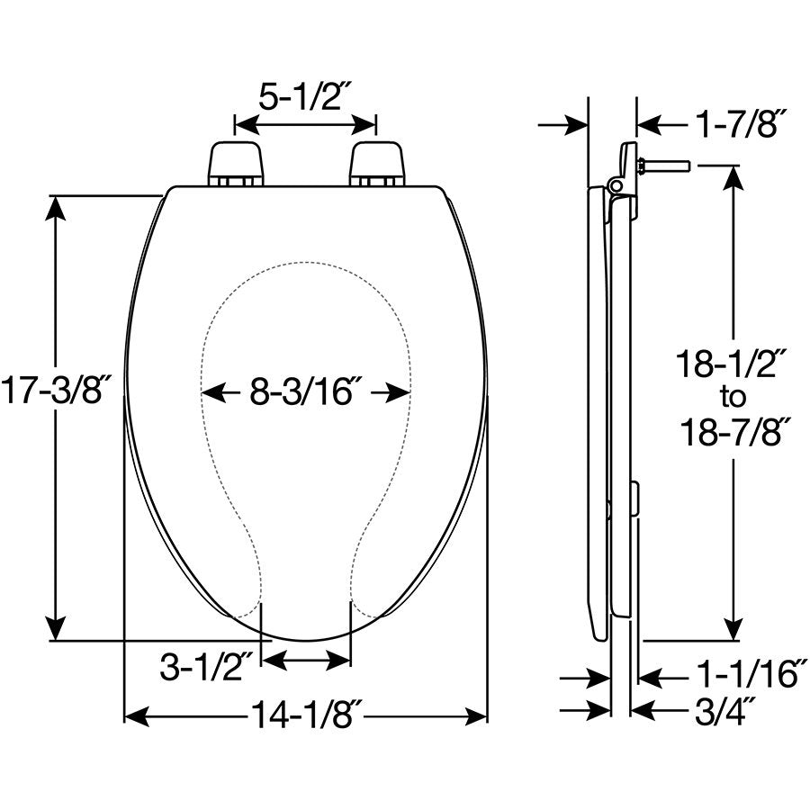 1550/550TTT Bemis Enameled Wood Toilet Seat Featuring Top·Tite® Stay·Tite® Seat Fastening System™ and Precision·Fit®