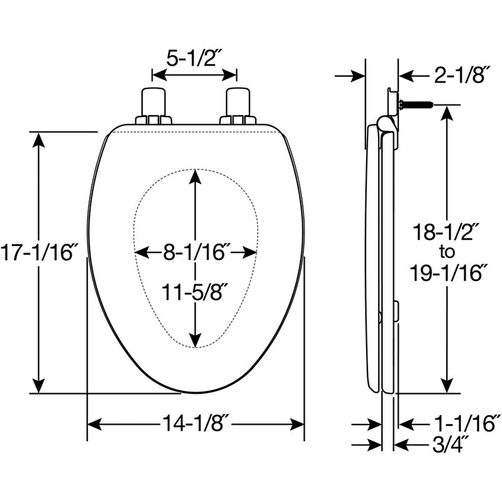 1600/600E4 Bemis Ashland™ Enameled Wood Toilet Seat Featuring Stay·Tite® Seat Fastening System™, Whisper·Close®, Easy·Clean®, and Precision·Fit®