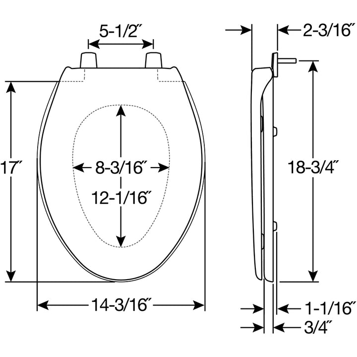 1900/SS Bemis Elongated Plastic Closed Front with Cover Toilet Seat White with Top·Tite® Hinges