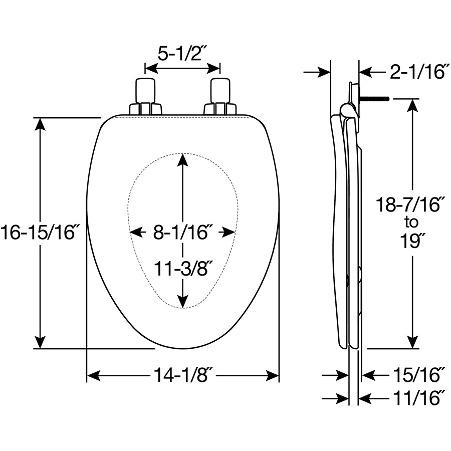 19170PLE4 Bemis Alesio™ Enameled Wood Toilet Seat featuring Stay·Tite® Seat Fastening System™, Whisper·Close®, Easy·Clean®, Precision·Fit®, and Super·Grip® Bumpers