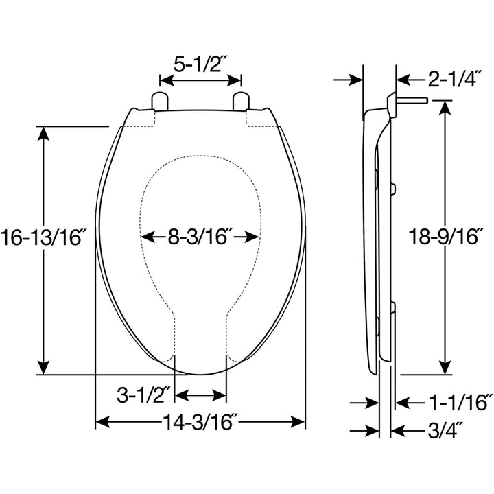 1950 Bemis Elongated Open Front With Cover Commercial Plastic Toilet Seat in White with Top·Tite®  Hinges