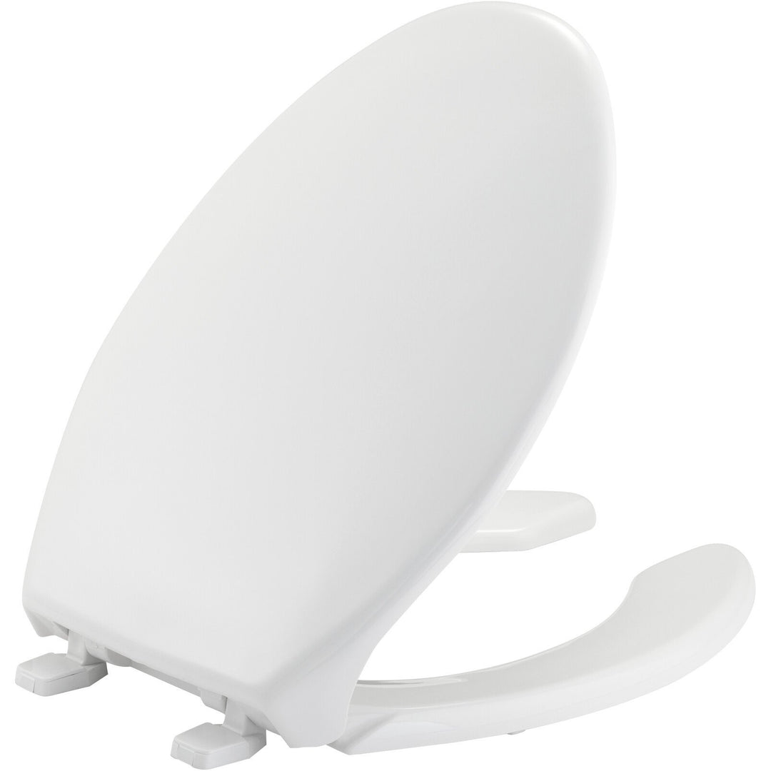 1950 Bemis Elongated Open Front With Cover Commercial Plastic Toilet Seat in White with Top·Tite®  Hinges