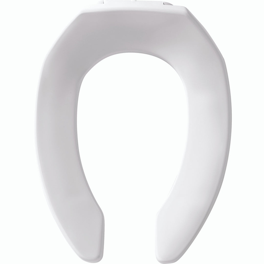 1955/955SSCT Bemis Open Front Less Cover Commercial Plastic Toilet Seat in White with Stay·Tite® Commercial Fastening System™ Self-Sustaining Check Hinge