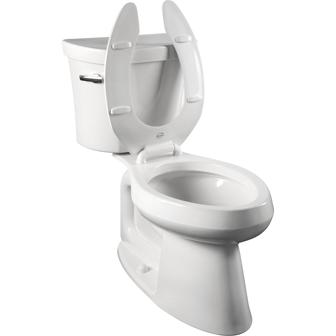 1955/955SSCT Bemis Open Front Less Cover Commercial Plastic Toilet Seat in White with Stay·Tite® Commercial Fastening System™ Self-Sustaining Check Hinge