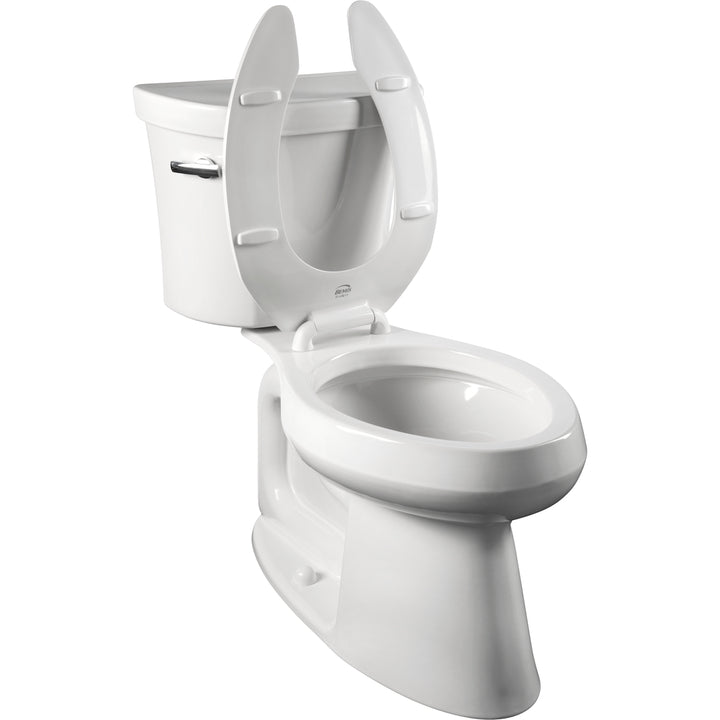 1955/955SSCT Bemis Open Front Less Cover Commercial Plastic Toilet Seat in White with Stay·Tite® Commercial Fastening System™ Self-Sustaining Check Hinge