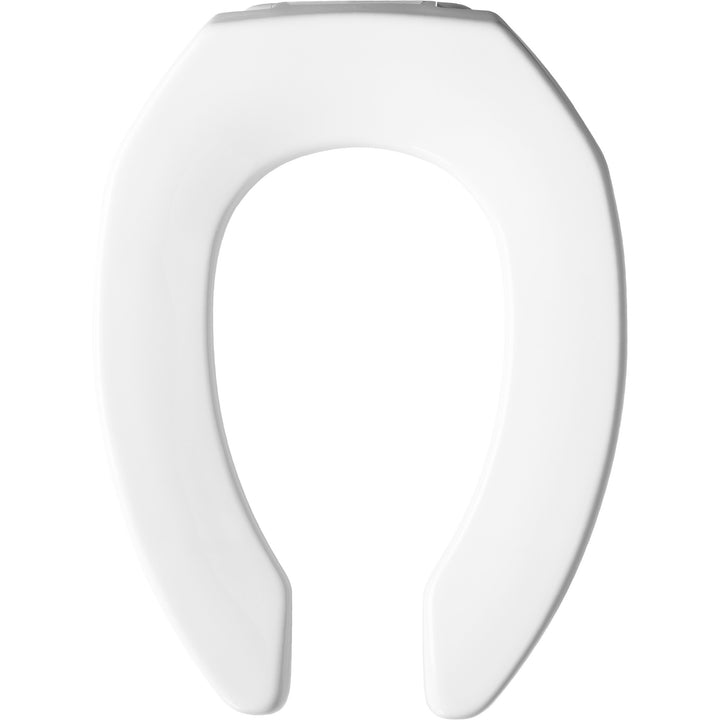 2155CT/SSCT Bemis Elongated Open Front Less Cover Commercial Plastic Toilet Seat in White with Stay·Tite® Commercial Fastening System™ and DuraGuard®