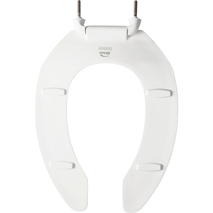 2155CT/SSCT Bemis Elongated Open Front Less Cover Commercial Plastic Toilet Seat in White with Stay·Tite® Commercial Fastening System™ and DuraGuard®