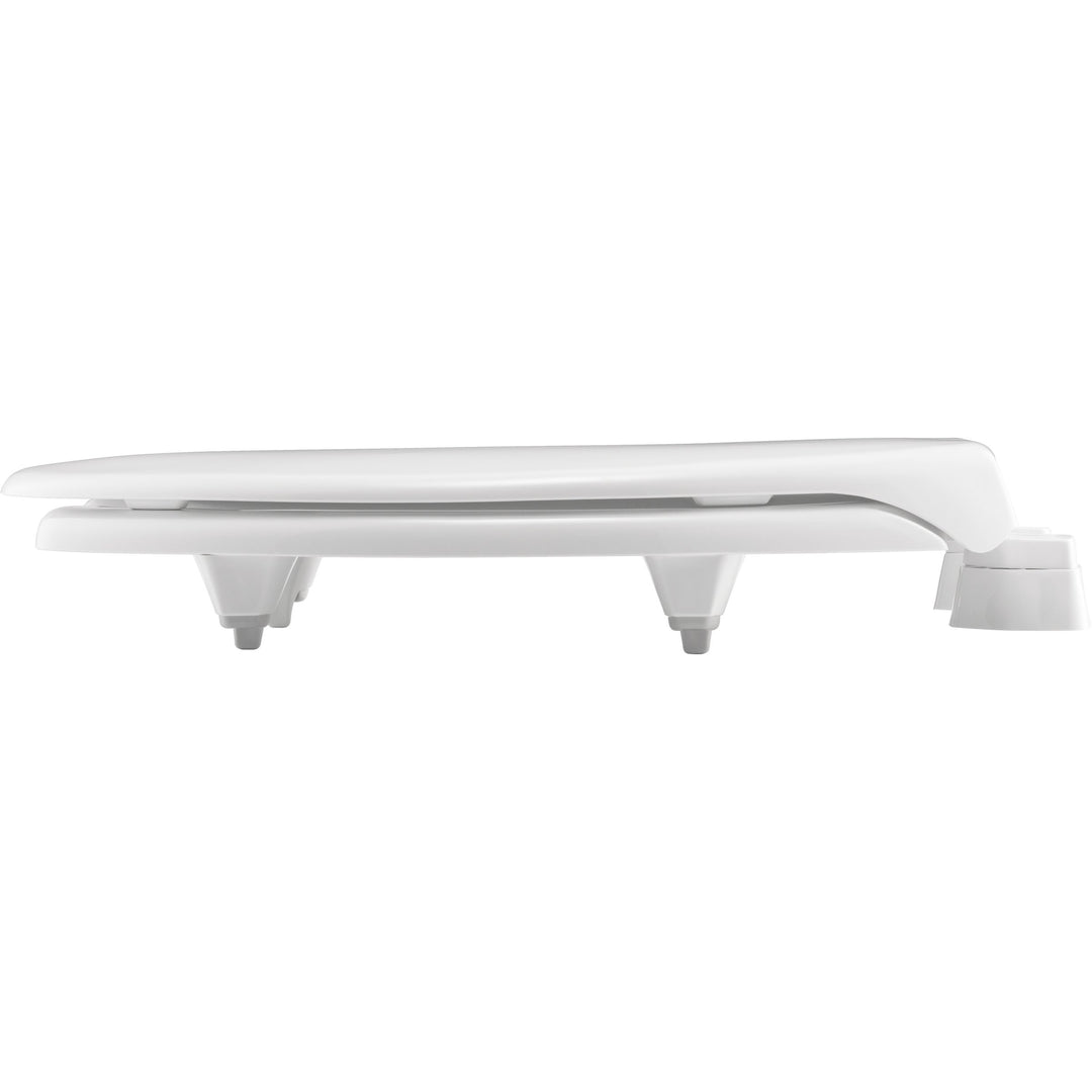 2L2150T Bemis Elongated Open Front With Cover Medic-Aid® 2" Lift Plastic Toilet Seat in White with Stay·Tite® Commercial Seat Fastening System™ , DuraGuard®, and Super·Grip Bumpers™
