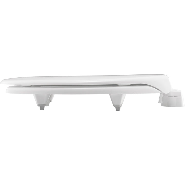 2L2150T Bemis Elongated Open Front With Cover Medic-Aid® 2" Lift Plastic Toilet Seat in White with Stay·Tite® Commercial Seat Fastening System™ , DuraGuard®, and Super·Grip Bumpers™