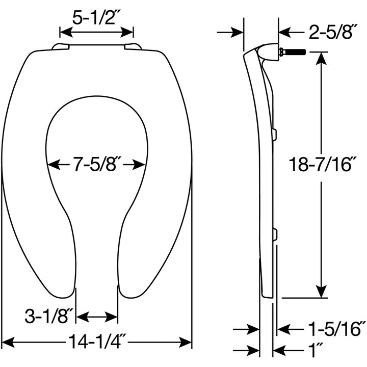 3155CT/SSCT Bemis Plastic Toilet Seat Featuring Stay·Tite® Commercial Fastening System™ and DuraGuard®