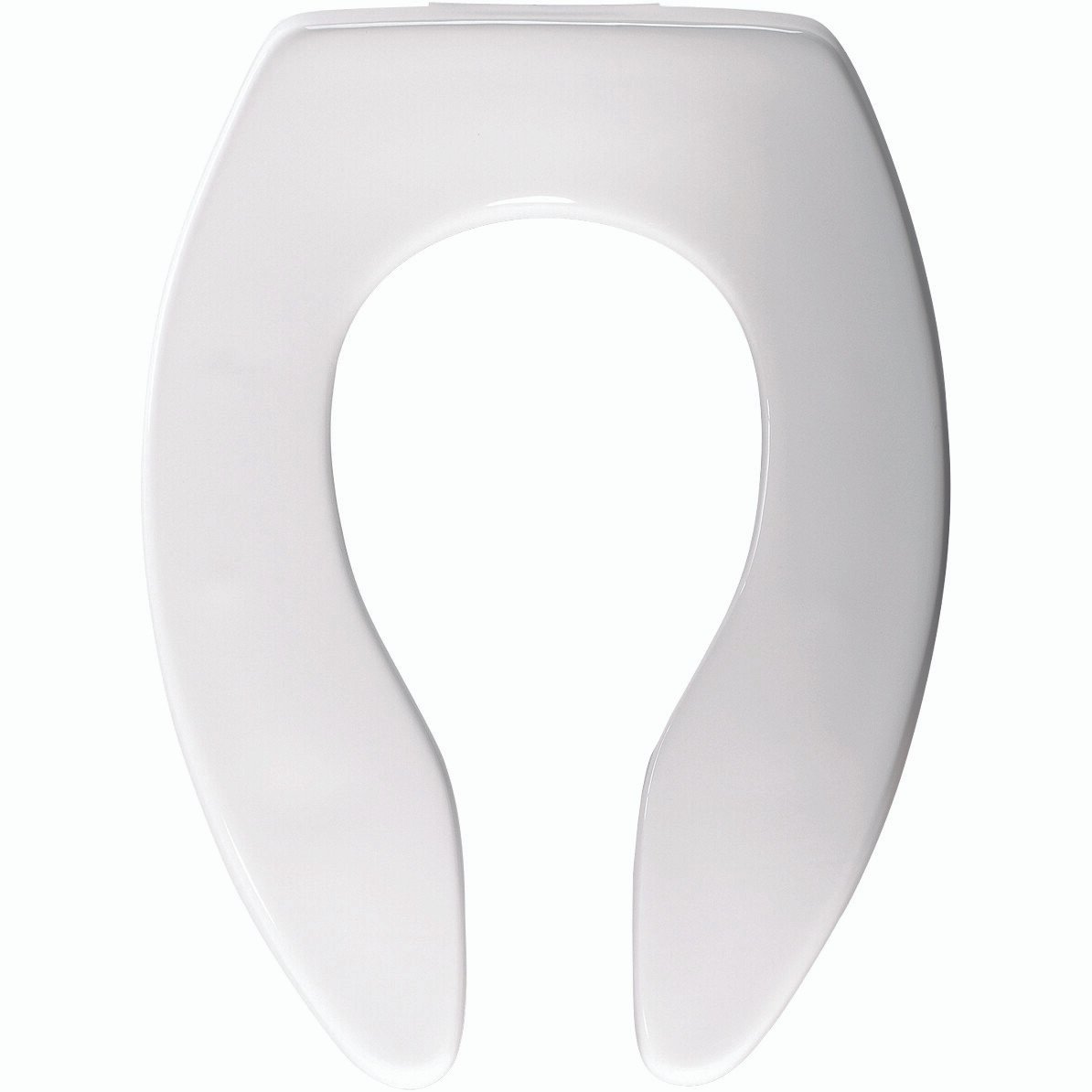 Never Loosens Elongated Open Front Plastic Toilet Seat in White