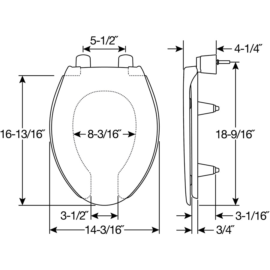 3L2150T Bemis Elongated Open Front With Cover Medic-Aid® Plastic Toilet Seat in White Featuring Stay·Tite® Commercial Seat Fastening System™, DuraGuard®, Super·Grip® Bumpers and 3-inch Lifts
