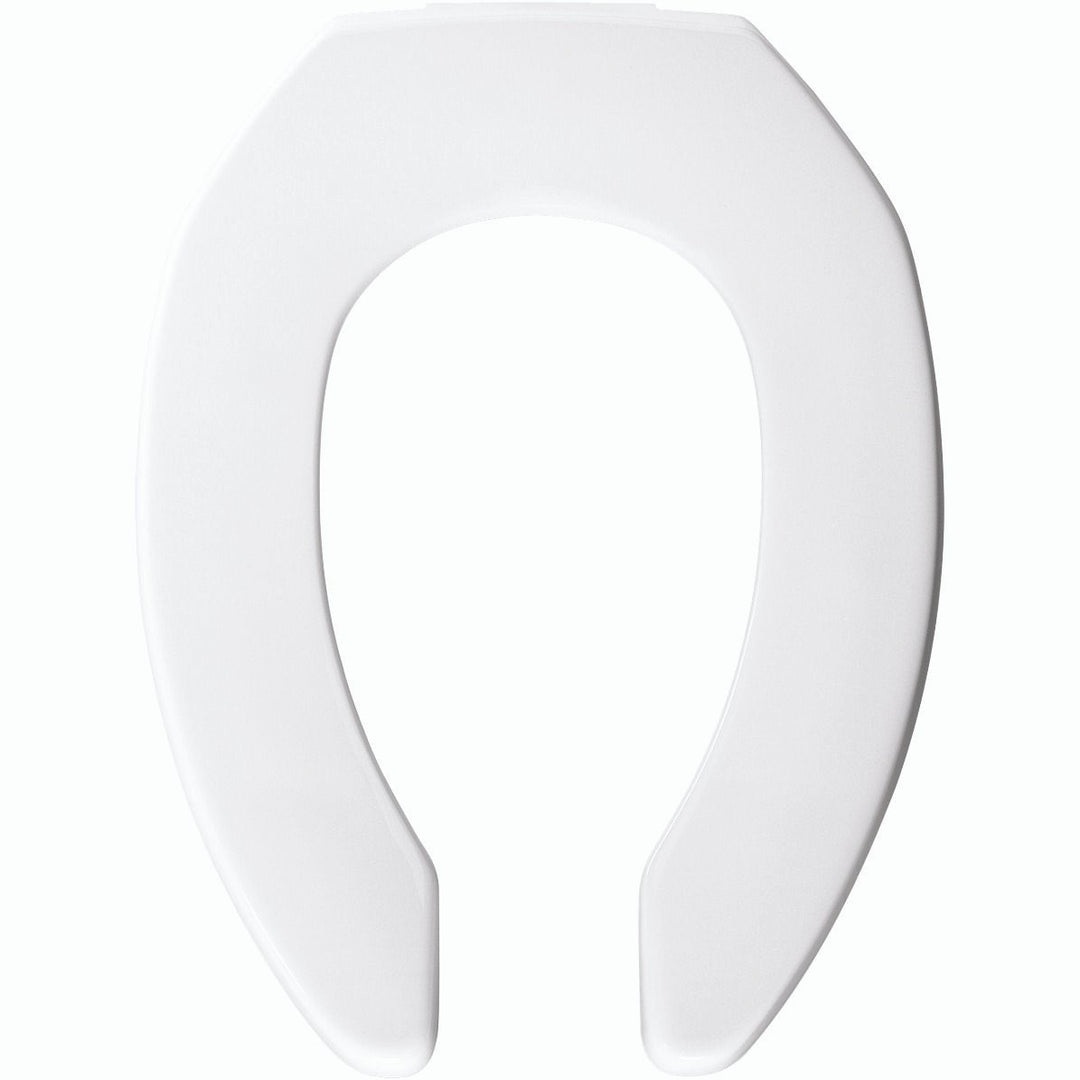 3L2155T Bemis Elongated Open Front Less Cover Medic-Aid® 3" Lift Plastic Toilet Seat in White with Stay·Tite® Commercial Fastening System™, DuraGuard®, and Super·Grip® Bumpers