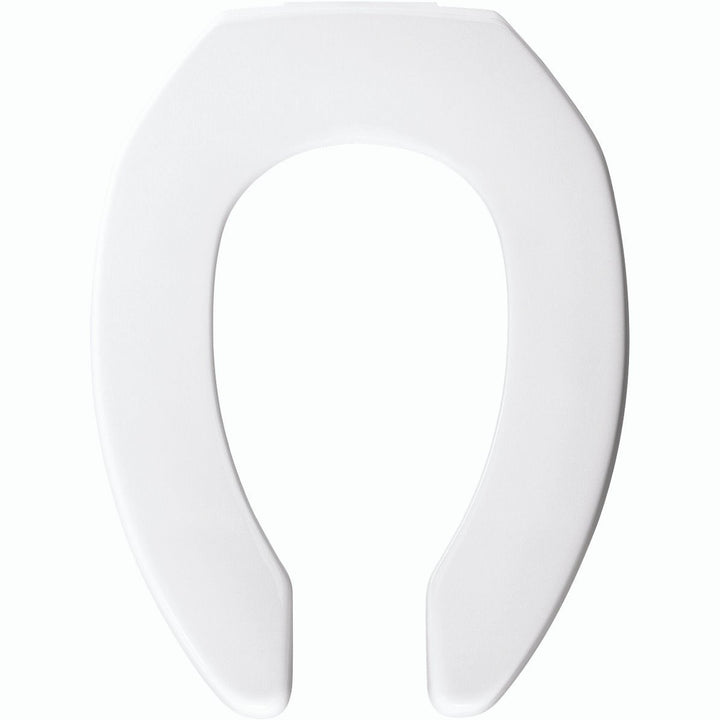 3L2155T Bemis Elongated Open Front Less Cover Medic-Aid® 3" Lift Plastic Toilet Seat in White with Stay·Tite® Commercial Fastening System™, DuraGuard®, and Super·Grip® Bumpers