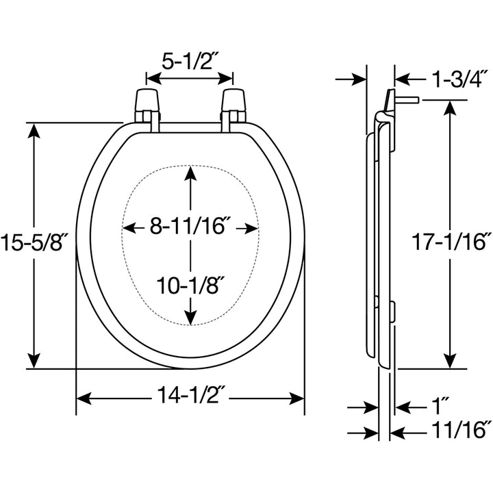 1400/400TTA Bemis Enameled Wood Toilet Seat with Top·Tite® hinges
