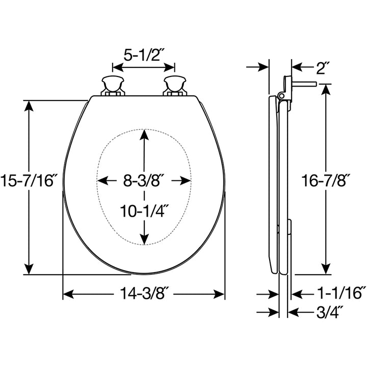 1500/500EC Bemis Enameled Wood Closed Front with Cover Featuring Easy·Clean® Hinges