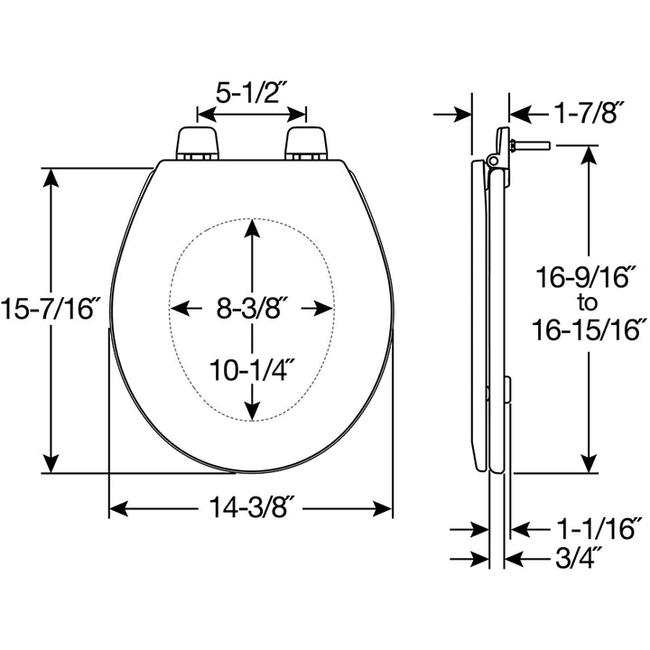 1500/500TTT Bemis Enameled Wood Toilet Seat Never Loosens Adjustable Featuring Top·Tite® Stay·Tite® Seat Fastening System™