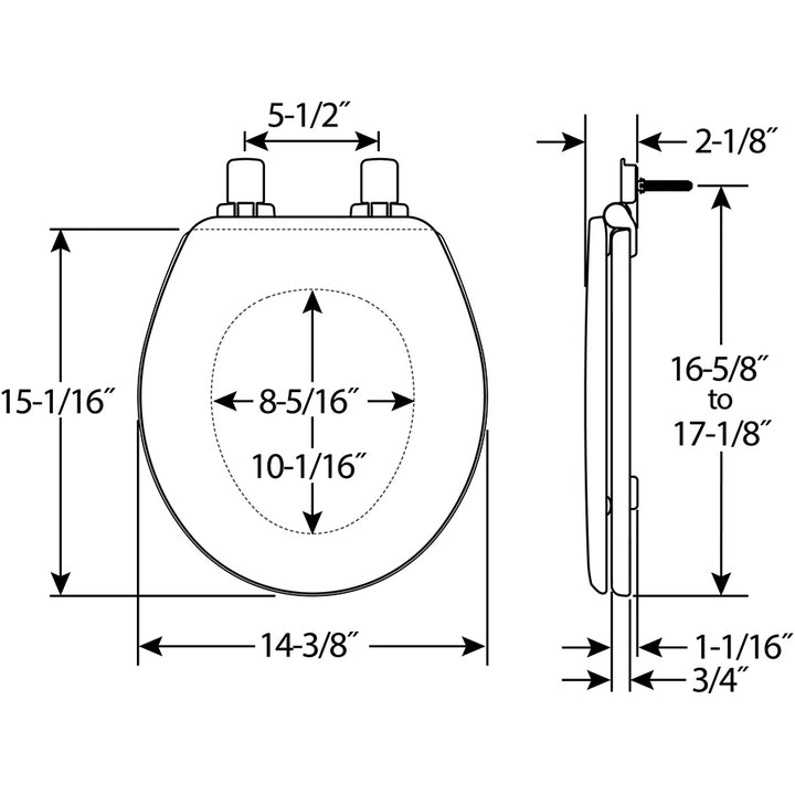 1600/600E4 Bemis Ashland™ Enameled Wood Toilet Seat Featuring Stay·Tite® Seat Fastening System™, Whisper·Close®, Easy·Clean®, and Precision·Fit®
