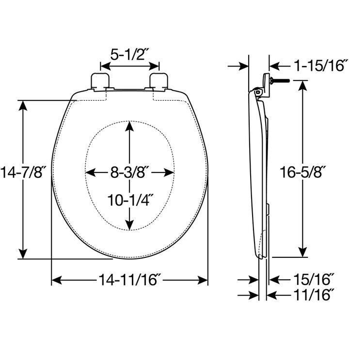 7300/730SL Bemis Hospitality Plastic Toilet Seat in White with Stay·Tite® Seat Fastening System™ and Whisper·Close®