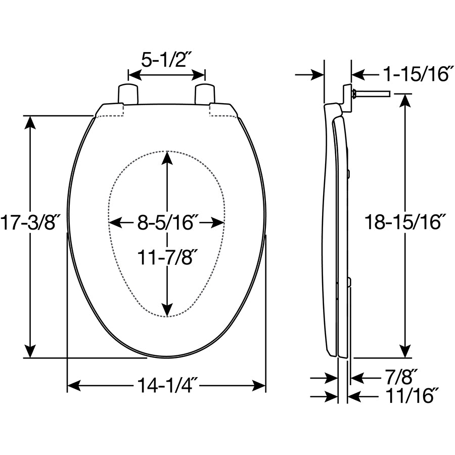 7600T Bemis Elongated Hospitality Plastic Toilet Seat in White with Stay·Tite® Commercial Fastening System™