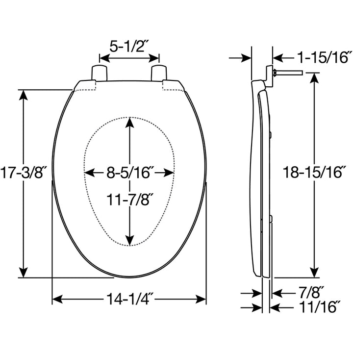 7600T Bemis Elongated Hospitality Plastic Toilet Seat in White with Stay·Tite® Commercial Fastening System™