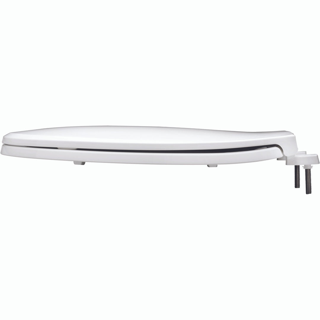 7600T Bemis Elongated Hospitality Plastic Toilet Seat in White with Stay·Tite® Commercial Fastening System™