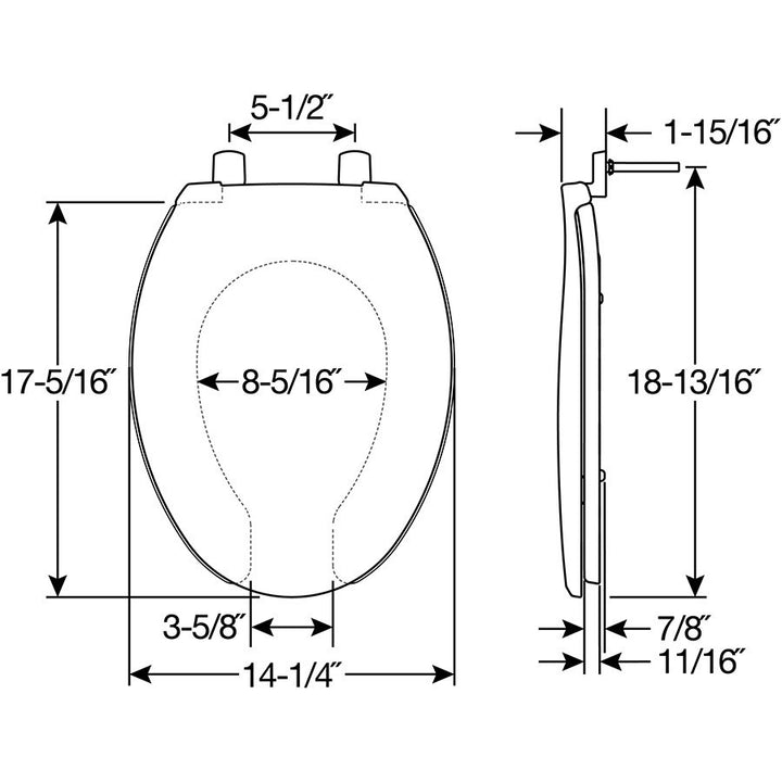 7650TDG Bemis Elongated Open Front With Cover Hospitality Plastic Toilet Seat in White with Stay·Tite® Commercial Fastening System™ and DuraGuard®