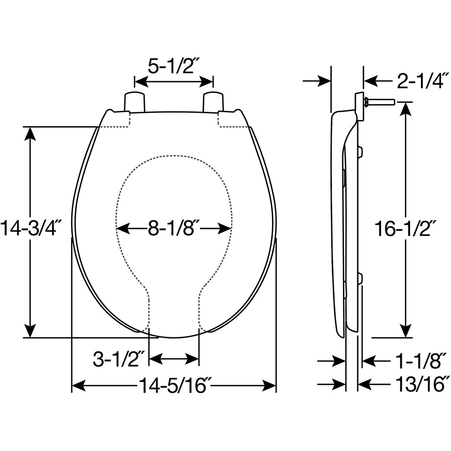 7750TDG Bemis Round Open Front With Cover Hospitality Commercial Plastic Toilet Seat in White Stay·Tite® Commercial Fastening System™ and DuraGuard®