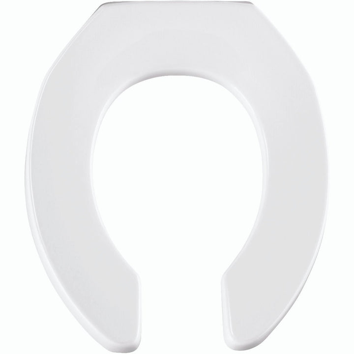 1955/955CT Bemis Elongated Open Front Less Cover Commercial Plastic Toilet Seat in White Featuring Stay·Tite® Commercial Fastening System™ Check Hinge