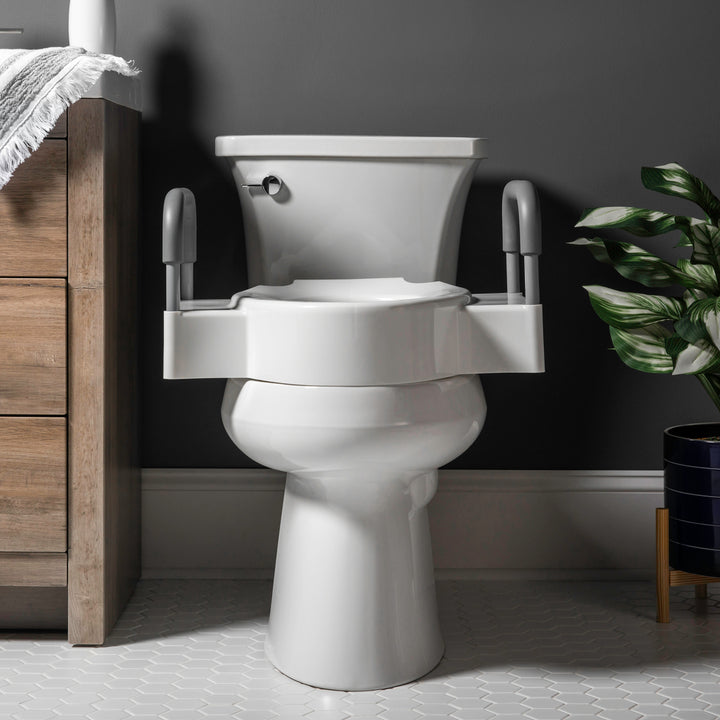 A84505T Bemis Independence Rise™ Plastic 4.5" Raised Toilet Seat with Support Arms Featuring  Stay·Tite® Seat Fastening System™ and Easy·Clean®