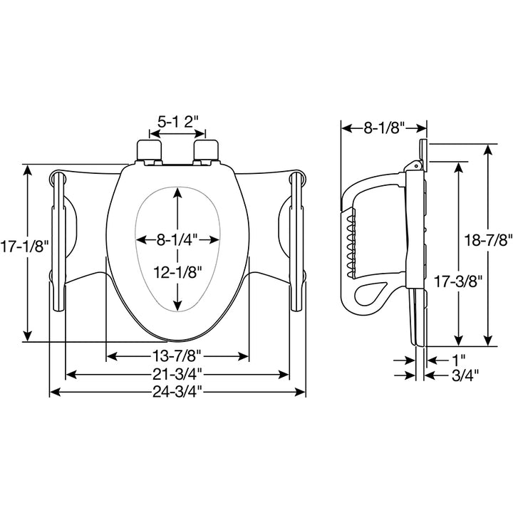 A8AS100 Bemis Independence Assist™ Standard Height Premium Toilet Seat with Support Arms Elongated/Round Plastic White Featuring Stay·Tite® Seat Fastening System™