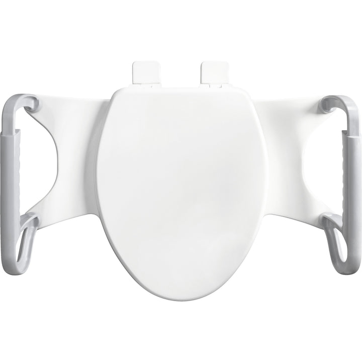 A8AS100 Bemis Independence Assist™ Standard Height Premium Toilet Seat with Support Arms Elongated/Round Plastic White Featuring Stay·Tite® Seat Fastening System™