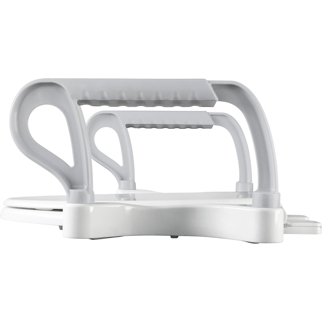 A8AS100 Bemis Independence Assist™ Standard Height Premium Toilet Seat with Support Arms Elongated/Round Plastic White Featuring Stay·Tite® Seat Fastening System™