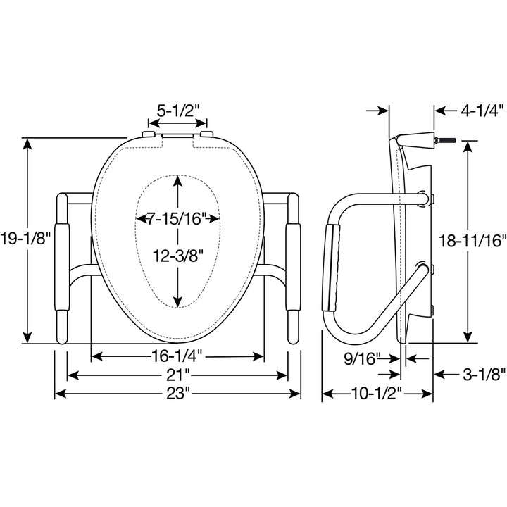 E/R85320ARM Bemis Independence Assurance® with Clean·Shield™ with Support Arms Featuring Stay·Tite® Commercial Fastening System™ and Super·Grip® Bumpers