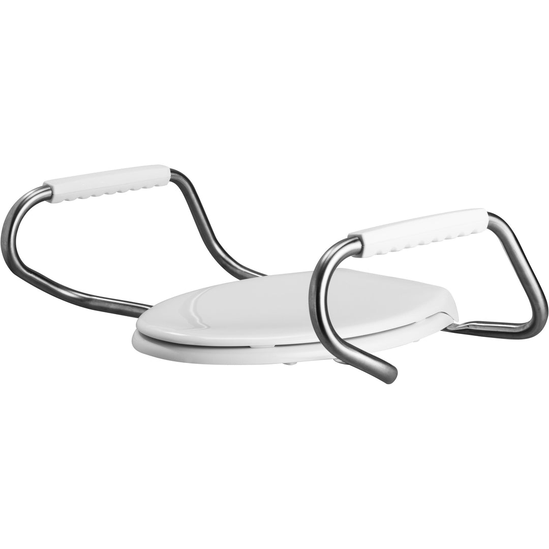 MA2100T Bemis Elongated Medic-Aid® Stainless Steel Safety Side Arms is a Plastic Toilet Seat in White with Stay·Tite® Commercial Seat Fastening System™ and DuraGuard®