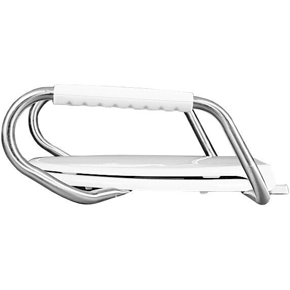 MA2150T Bemis Elongated Open Front Medic-Aid® Stainless Steel Safety Side Arms is a Plastic Toilet Seat in White Featuring Stay·Tite® Commercial Fastening System™ and DuraGuard®