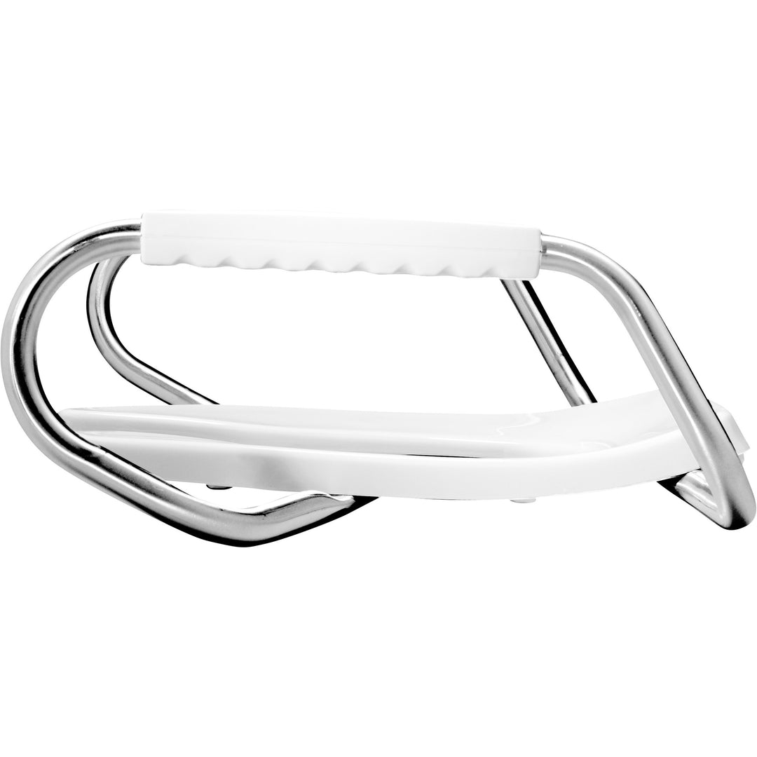 MA2155T Bemis Elongated Open Front Less Cover Medic-Aid® Stainless Steel Safety Side Arms is a Plastic Toilet Seat in White with Stay·Tite® Commercial Fastening System™ and DuraGuard®