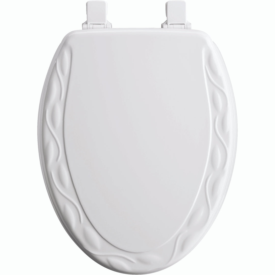 134/34ECA Mayfair by Bemis Ivy™ Enameled Wood Ivy Design Toilet Seat in White with Stay·Tite® Seat Fastening System™ and Easy·Clean®