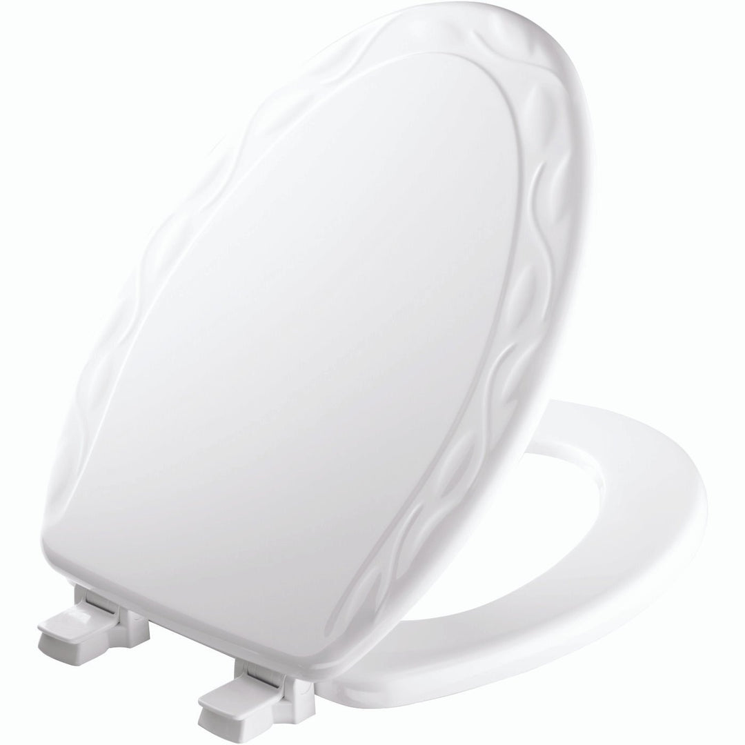 134/34ECA Mayfair by Bemis Ivy™ Enameled Wood Ivy Design Toilet Seat in White with Stay·Tite® Seat Fastening System™ and Easy·Clean®