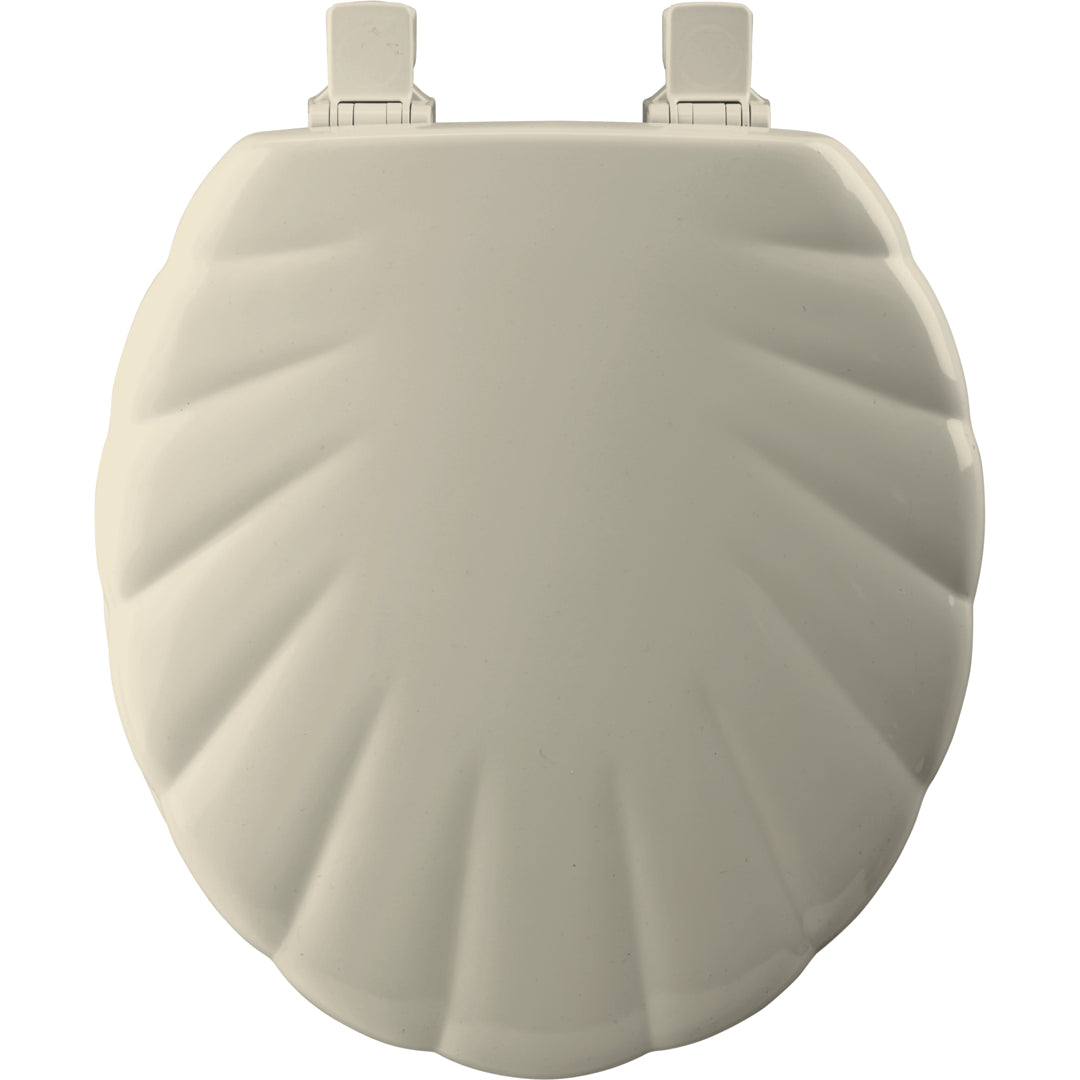 Toilette Shell Sculptured Shell Round Closed Front Enameled Wood Toilet Seat in White ...