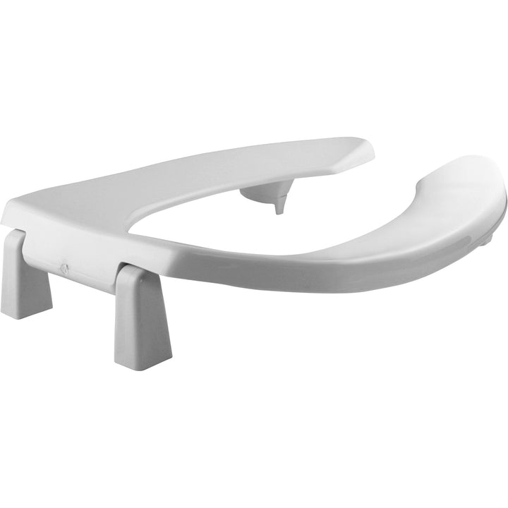 2L2155T Bemis Elongated Open Front Less Cover Medic-Aid® 2" Lift Plastic Toilet Seat in White with Stay·Tite® Commercial Seat Fastening System™, DuraGuard® and Super·Grip® Bumpers