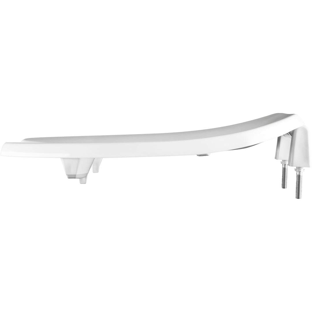 2L2155T Bemis Elongated Open Front Less Cover Medic-Aid® 2" Lift Plastic Toilet Seat in White with Stay·Tite® Commercial Seat Fastening System™, DuraGuard® and Super·Grip® Bumpers