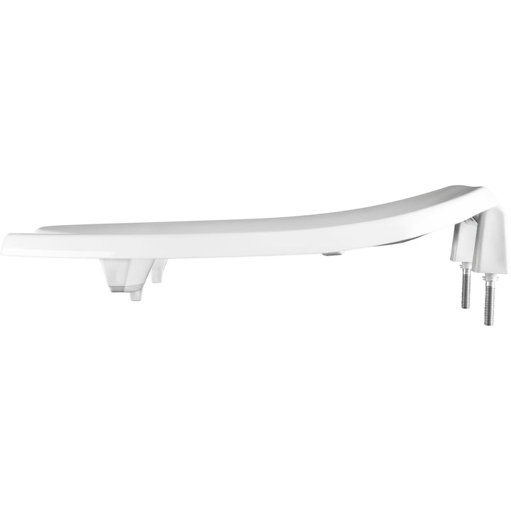 2L2155T Bemis Elongated Open Front Less Cover Medic-Aid® 2" Lift Plastic Toilet Seat in White with Stay·Tite® Commercial Seat Fastening System™, DuraGuard® and Super·Grip® Bumpers