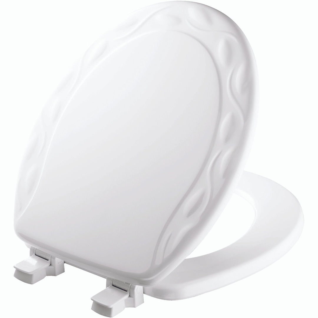 134/34ECA Mayfair by Bemis Ivy™ Enameled Wood Ivy Design Toilet Seat in White with Stay·Tite® Seat Fastening System™ and Easy·Clean®