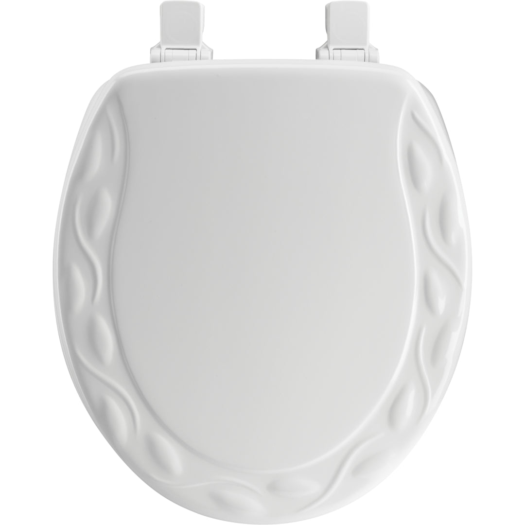 134/34ECA Mayfair by Bemis Ivy™ Enameled Wood Ivy Design Toilet Seat in White with Stay·Tite® Seat Fastening System™ and Easy·Clean®